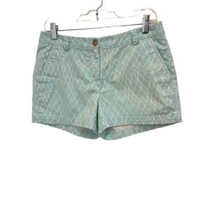 L.L. Bean Signature Women's Shorts Size 8 Aqua & White 3.5" Inseam Flat Front